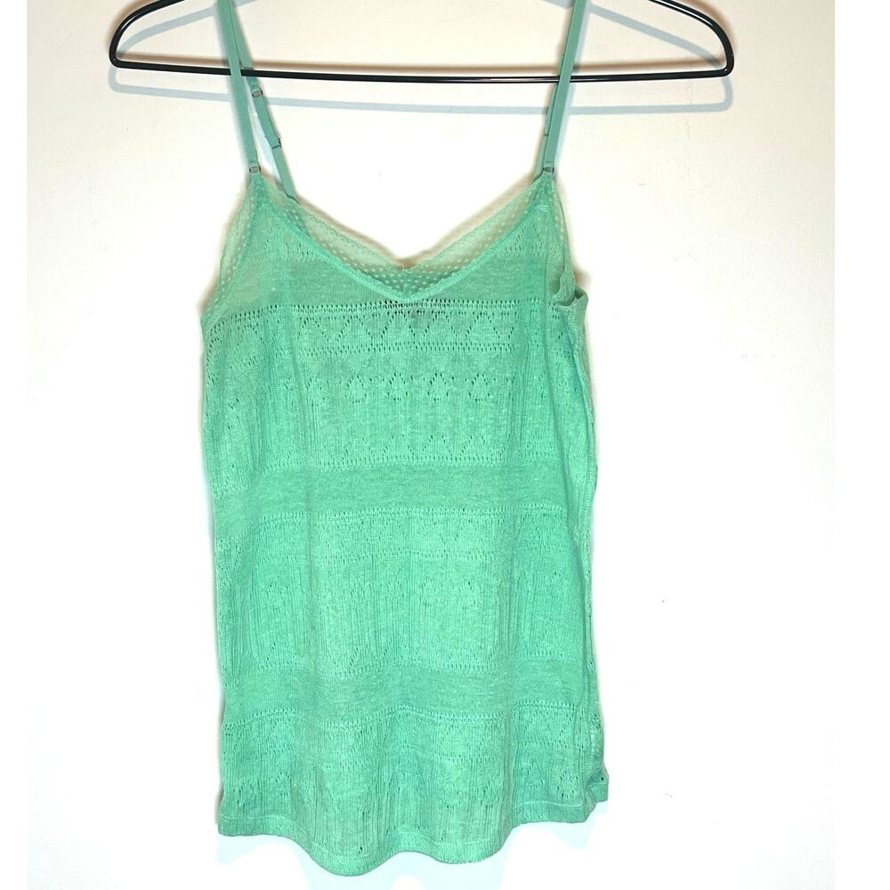 Vintage Y2K American Eagle Knit Top Lace Trim Lime Green Size‎ S